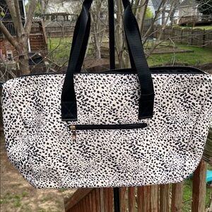 Mali + Lili Black and Cream Speckled Weekend Tote Bag - NEW